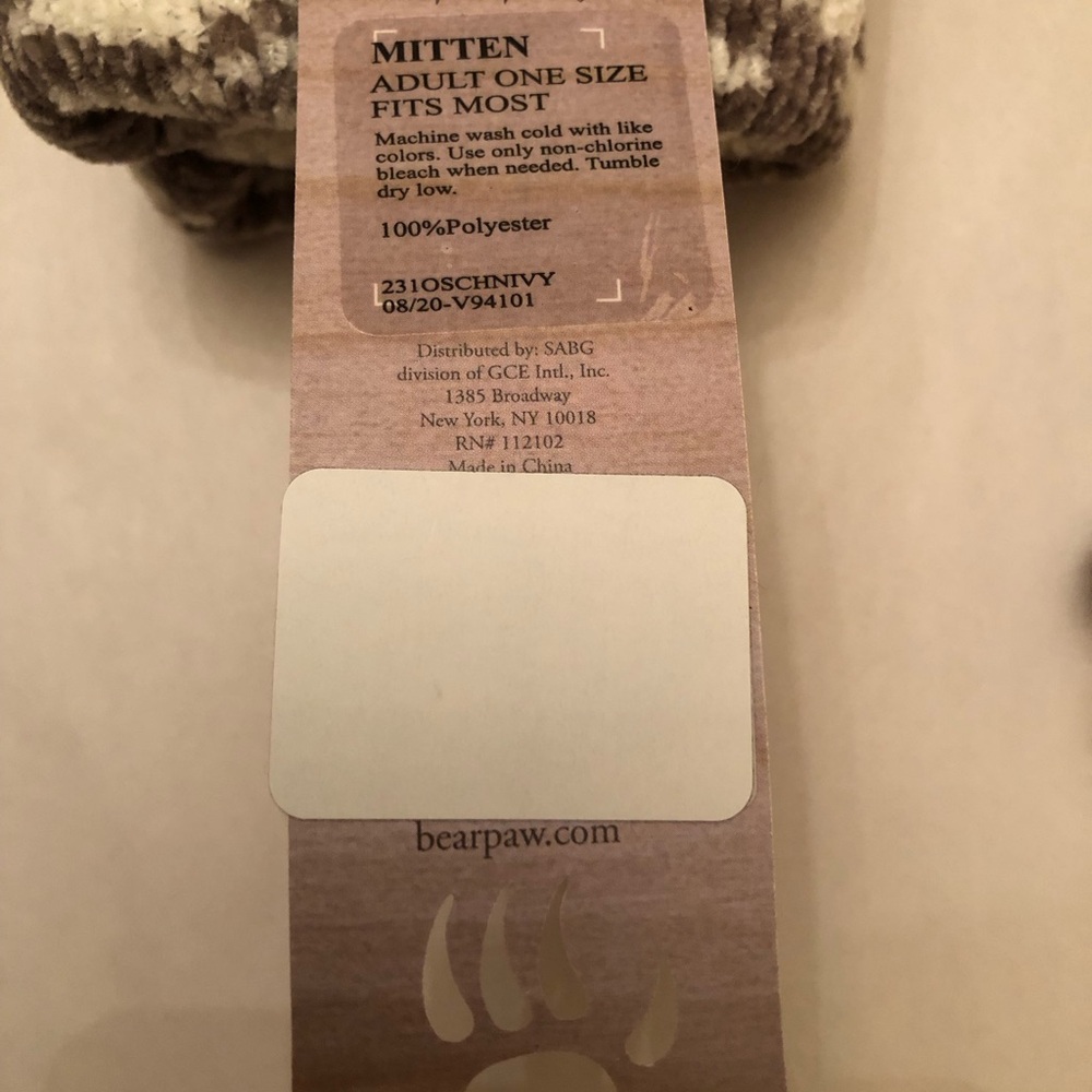 BEARPAW Ivory/Taupe, Scarf & Mitten, Fair Isle Chenille - Picture 8 of 11